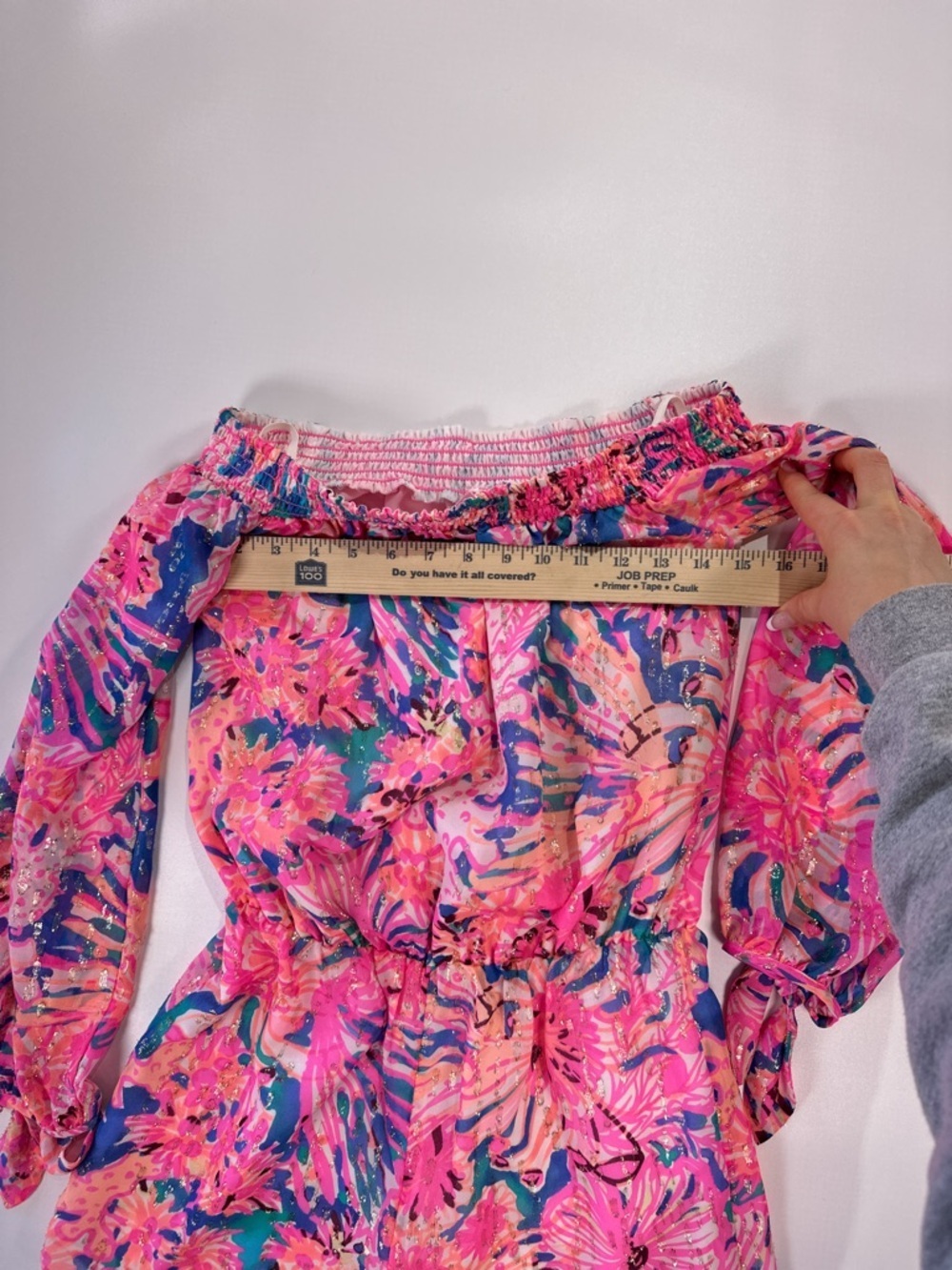 Lilly Pulitzer Women’s Romper Off Shoulder Silk Metallic Myri XS - Picture 9 of 13